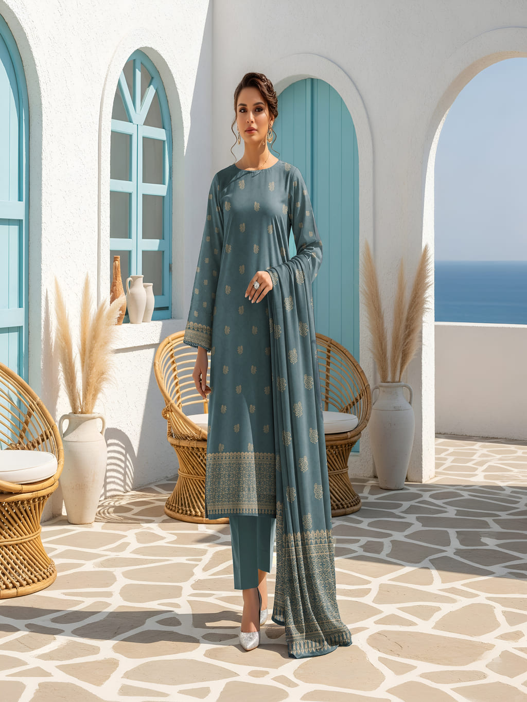 Unstitched Jacquard Brosha 3 Piece