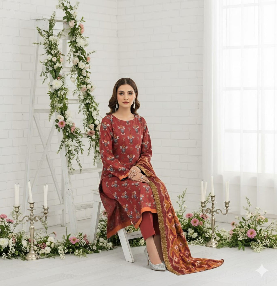 Unstitched Printed Lawn 3 Piece