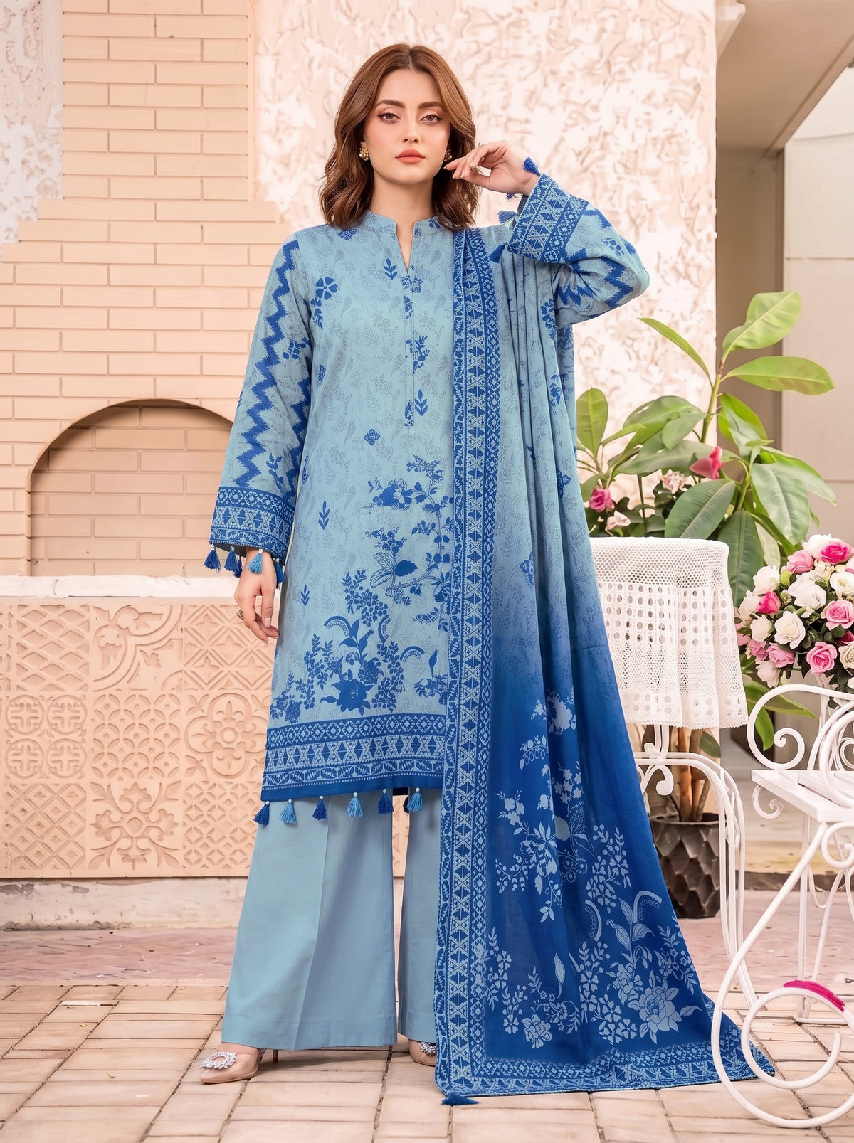 Khumar Vol 2 Printed 3-Piece Suit (Design 1)