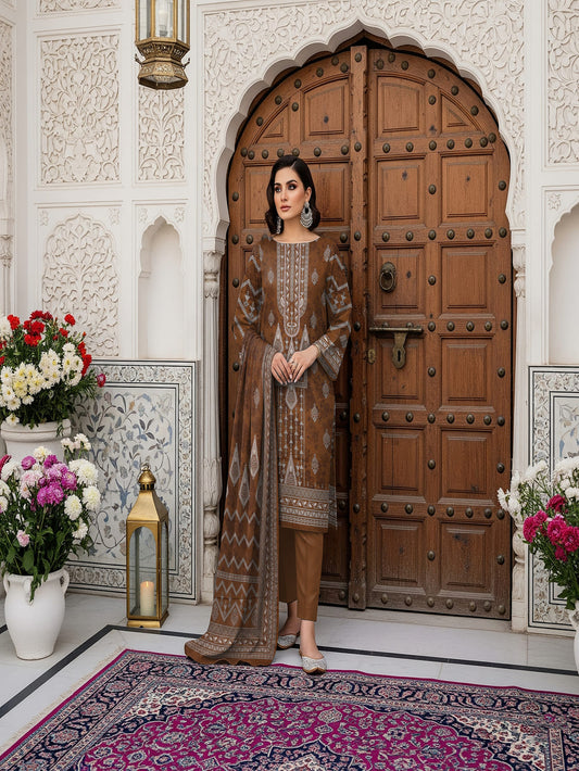 Unstitched Printed Lawn 3 Piece