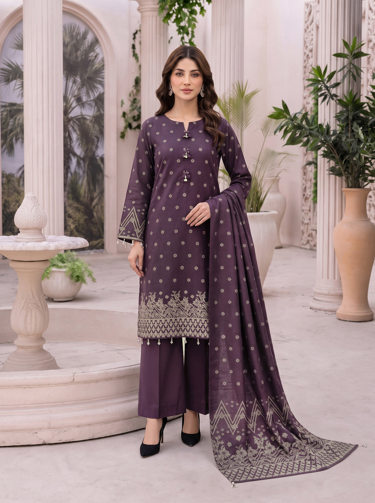 Libas e Khas Karandi 3-Piece Printed Suits Vol 2 (Design 1)