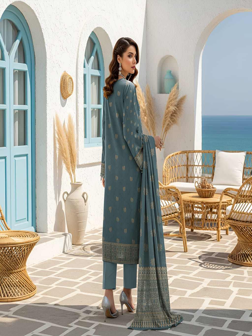Unstitched Jacquard Brosha 3 Piece