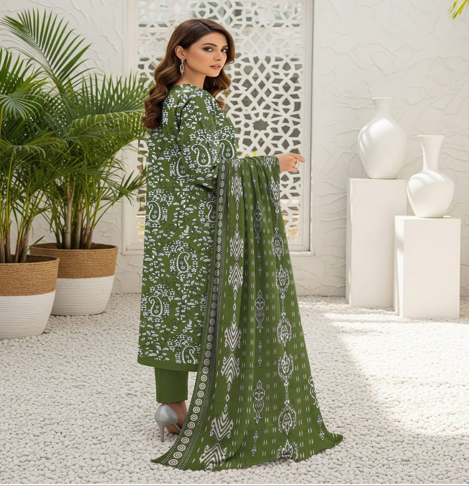 Unstitched Printed Lawn 3 Piece