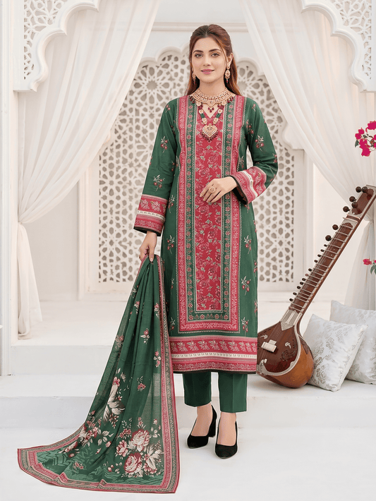 Unstitched Printed Lawn 3 Piece Suit