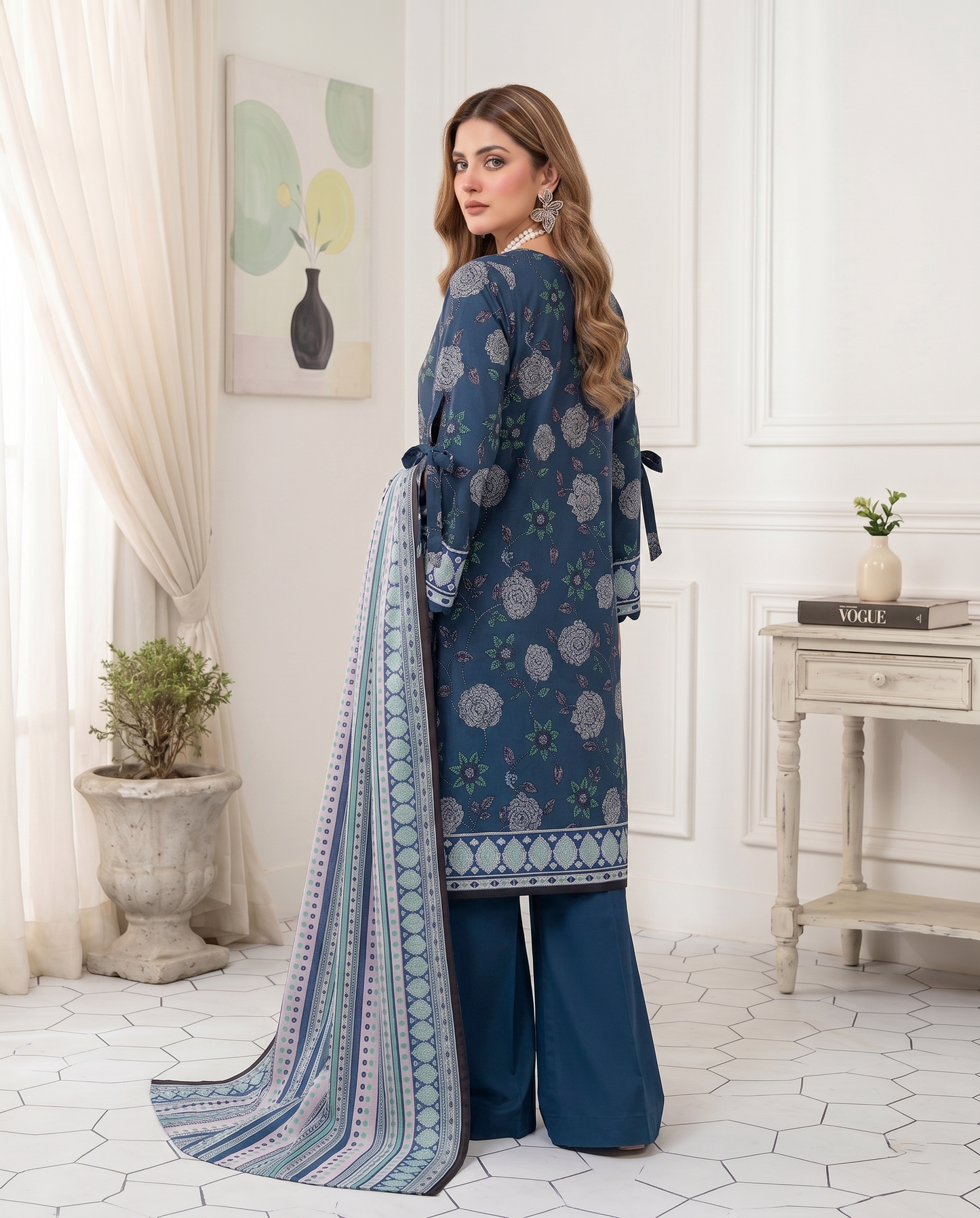 Unstitched Printed Lawn 3 Piece