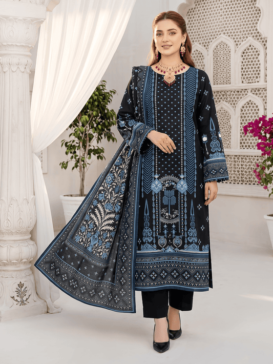 Unstitched Printed Lawn 3 Piece Suit