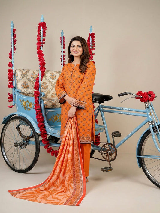 Unstitched Printed Lawn 3 Piece