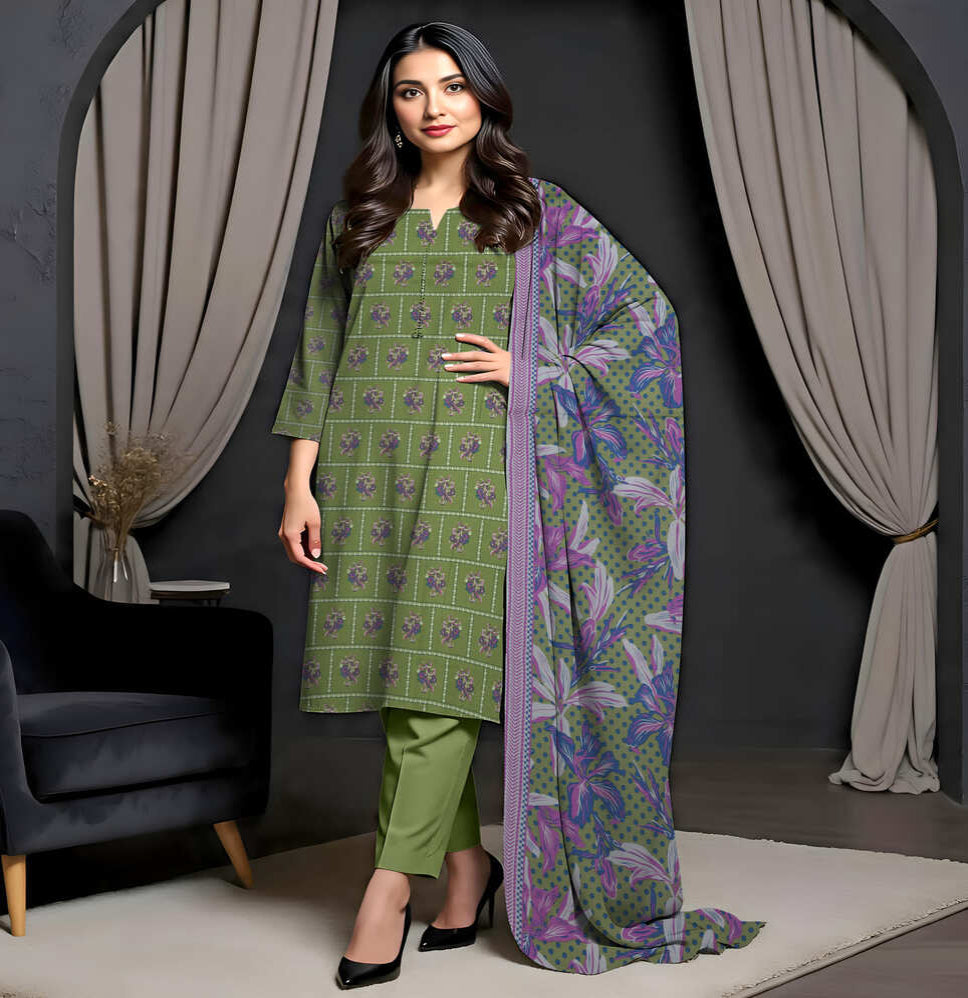 Unstitched Printed Lawn 3 Piece