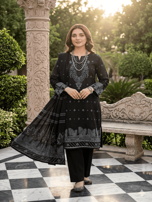 Jacquard Brosha Lawn 3 Piece Suit Unstitched