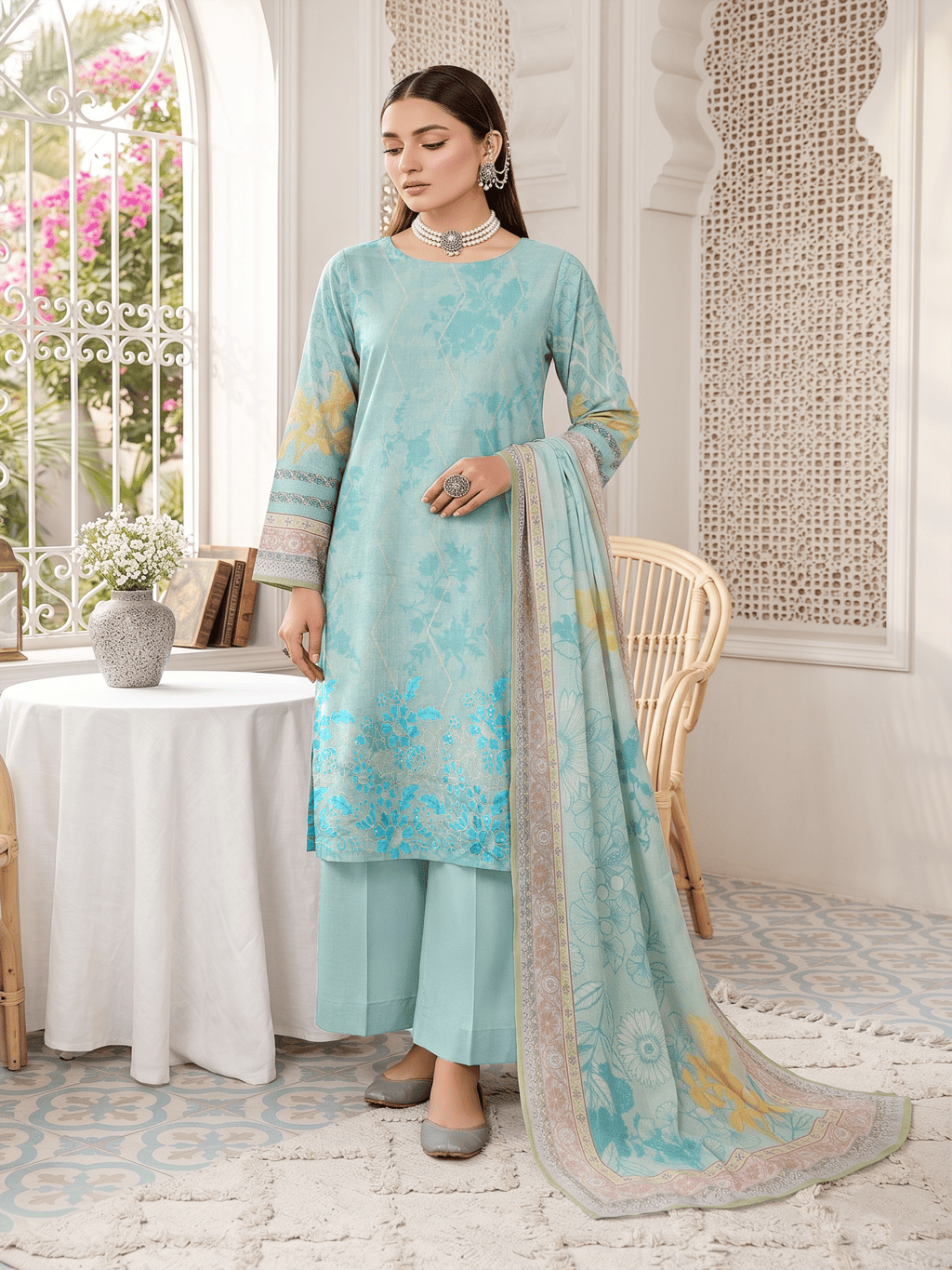 Unstitched Printed Lawn 3 Piece Suit