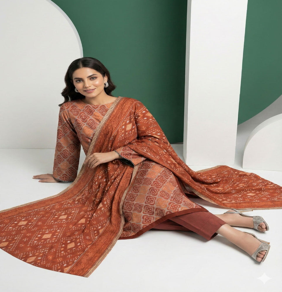 Unstitched Printed Lawn 3 Piece