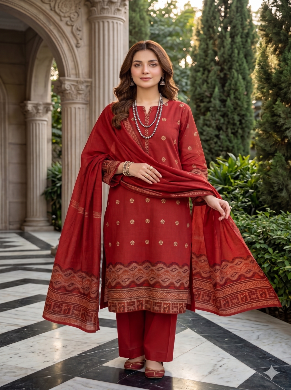 Jacquard Brosha Lawn 3 Piece Suit Unstitched
