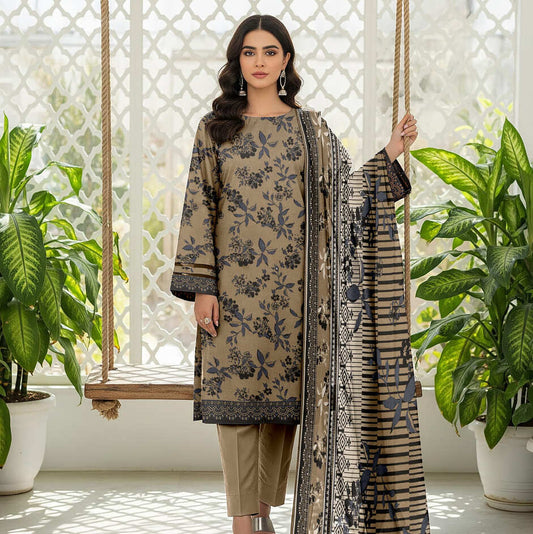 Unstitched Printed Karandi 3 Piece