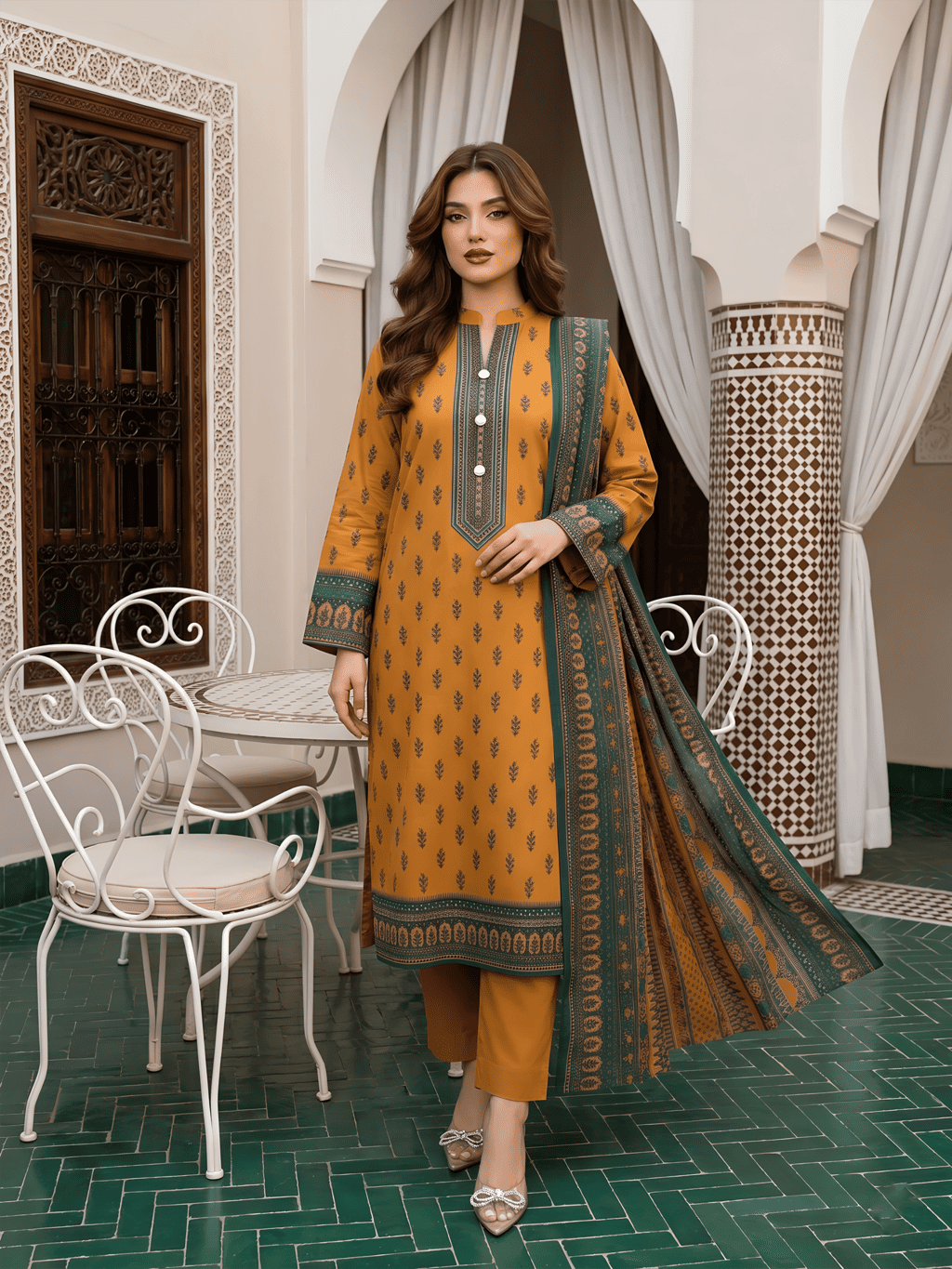 Unstitched Printed Lawn 3 Piece