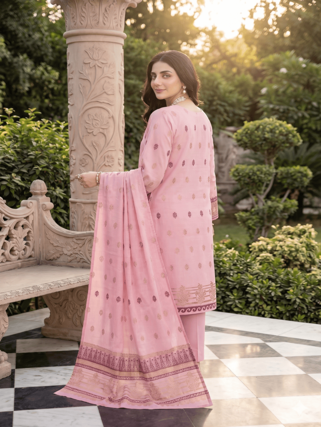 Jacquard Brosha Lawn 3 Piece Suit Unstitched