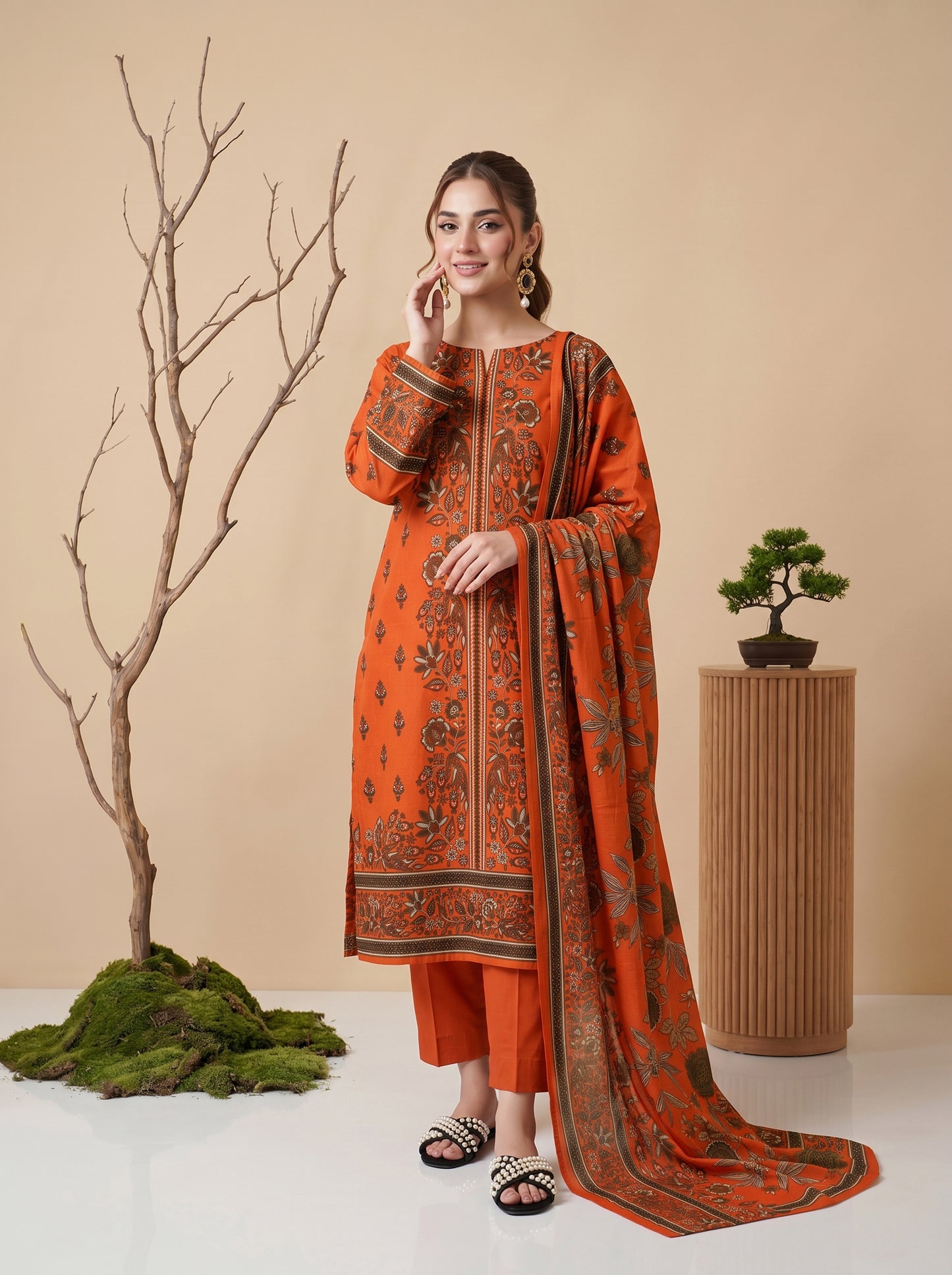 Unstitched Printed Lawn 3 Piece