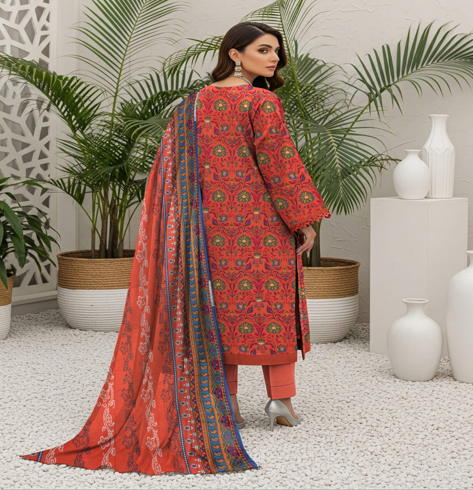 Unstitched Printed Lawn 3 Piece