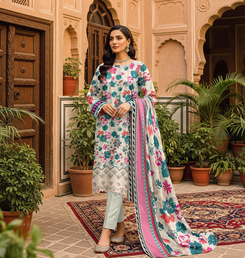 Unstitched Printed Karandi 3 Piece