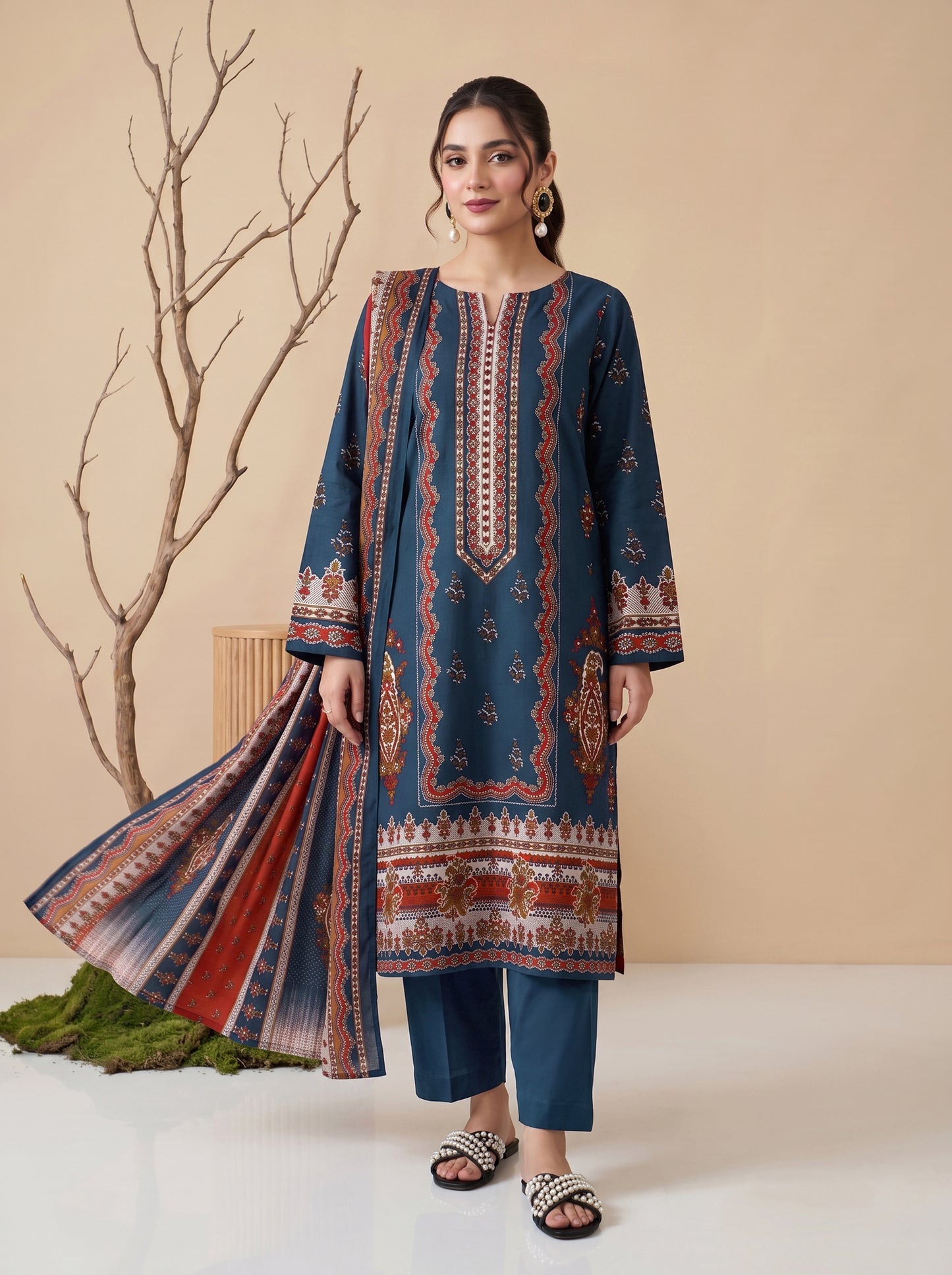 Unstitched Printed Lawn 3 Piece