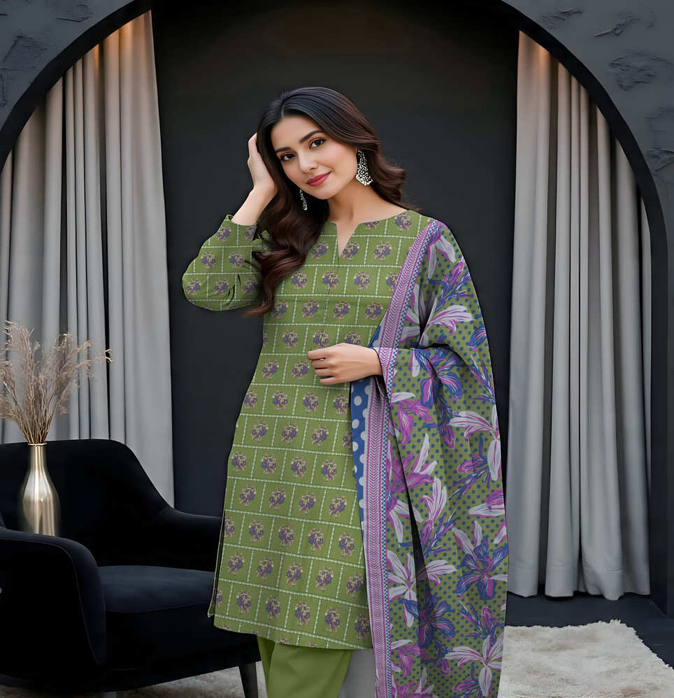 Unstitched Printed Lawn 3 Piece
