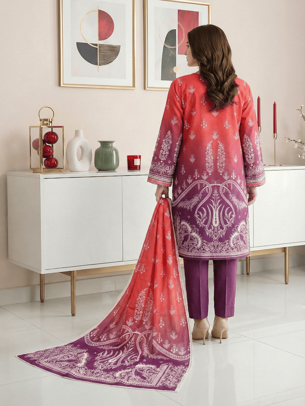 Unstitched Printed Lawn 3 Piece