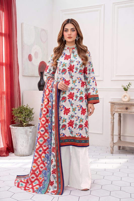 Unstitched Printed Lawn 3 Piece