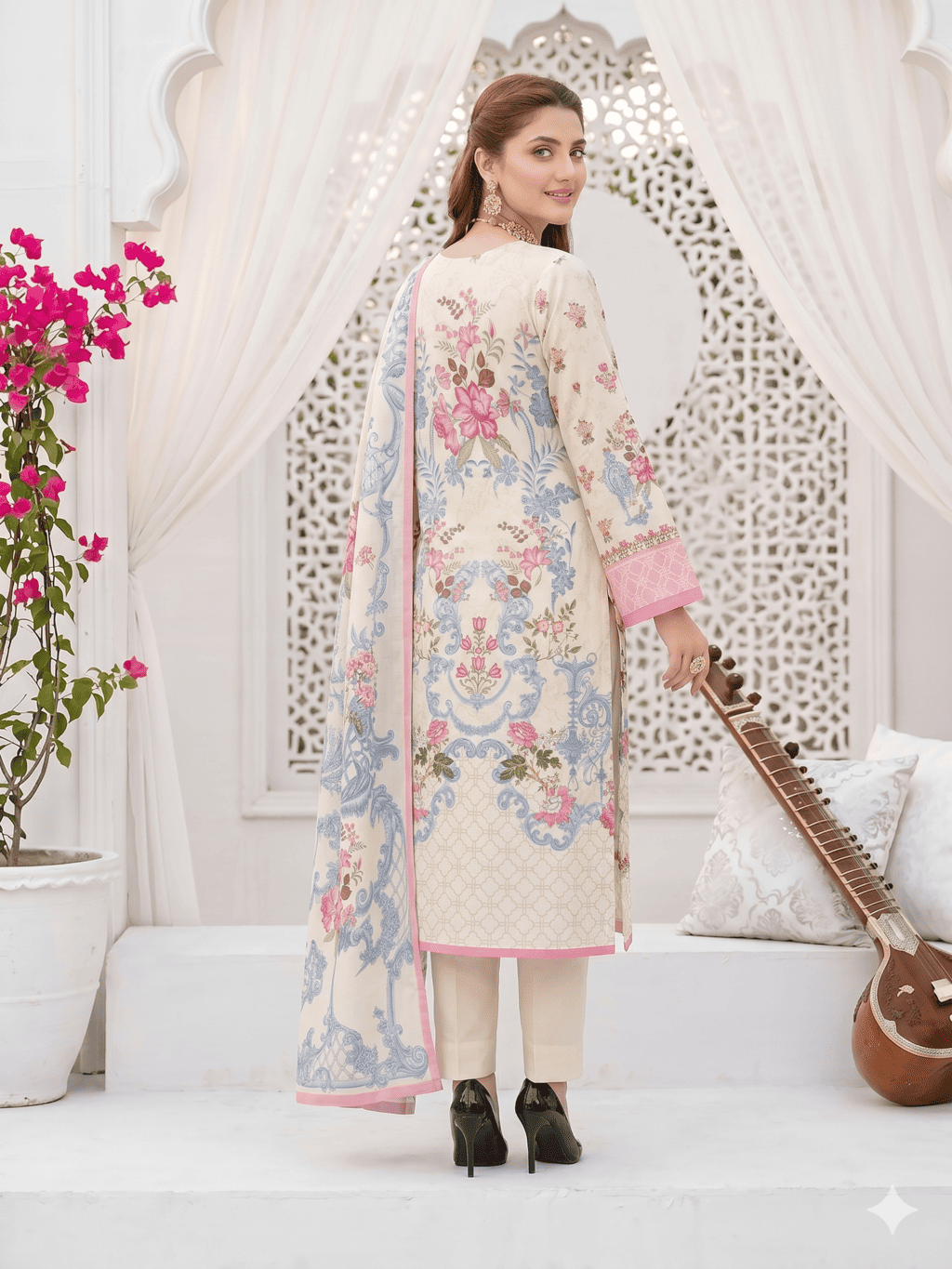Unstitched Printed Lawn 3 Piece Suit
