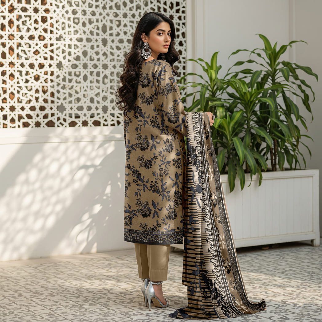 Unstitched Printed Linen Wool 3 Piece