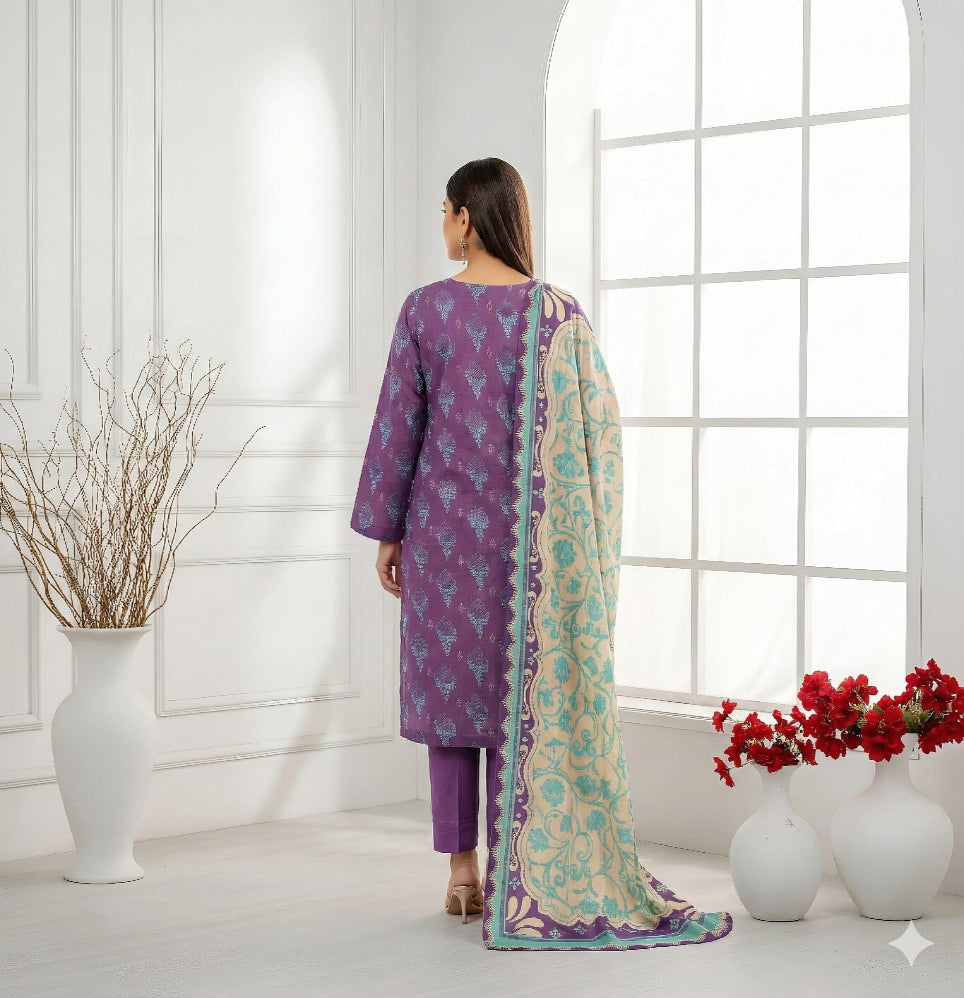 Unstitched Printed Lawn 3 Piece