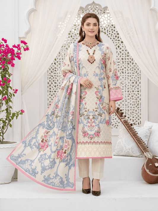 Unstitched Printed Lawn 3 Piece Suit