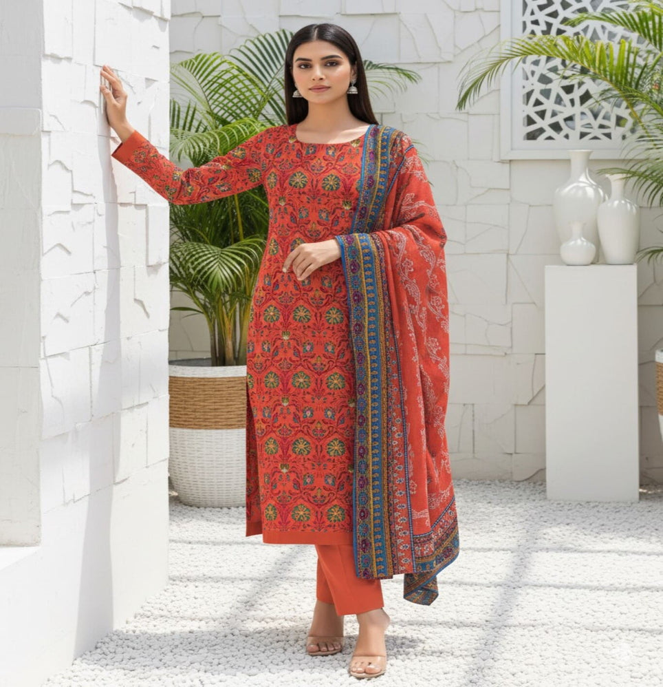 Unstitched Printed Lawn 3 Piece