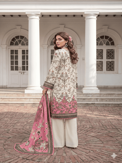 Unstitched Printed Lawn 3 Piece Suit