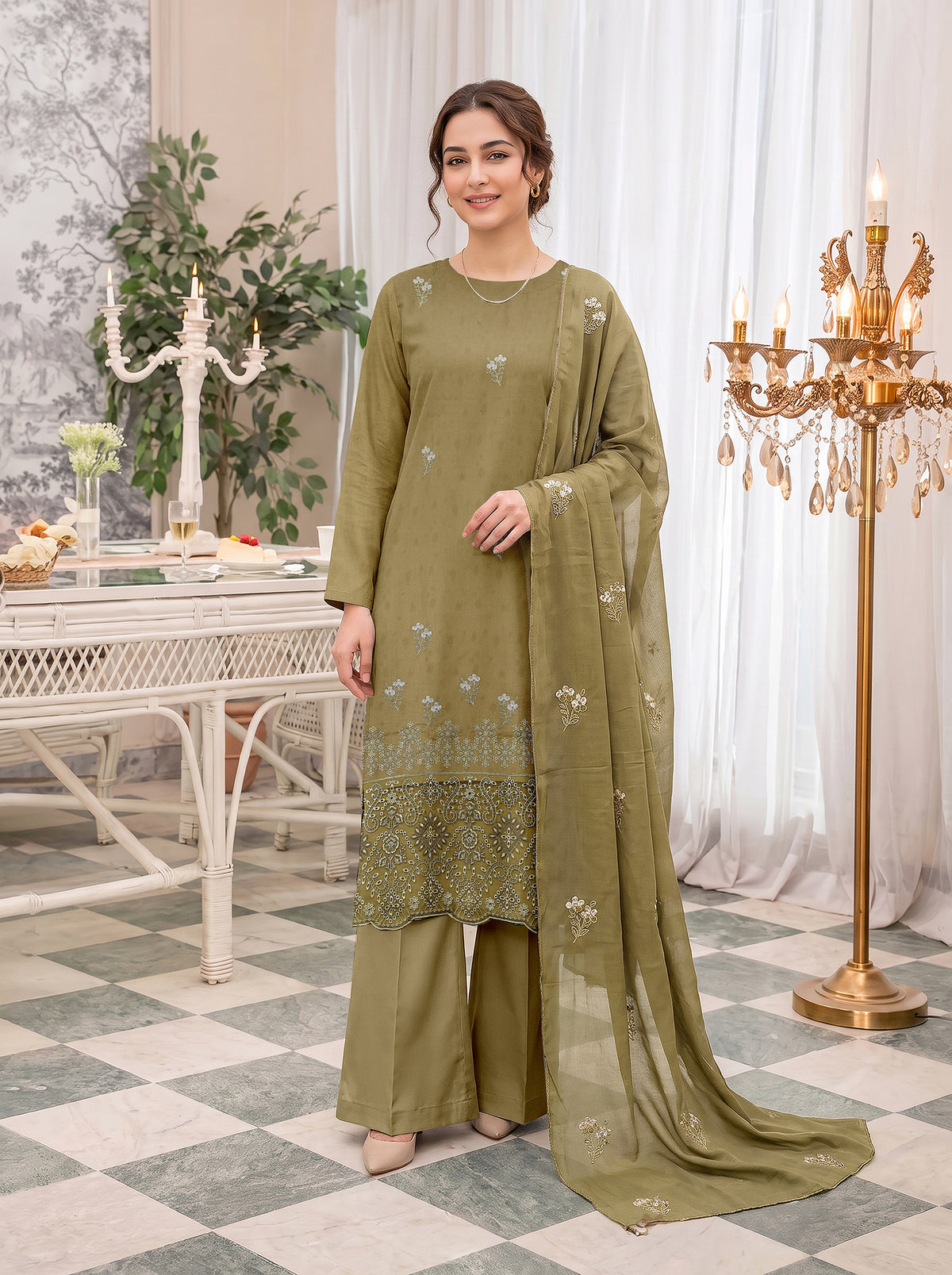 Abraj – 3 Piece Embroidered Suit