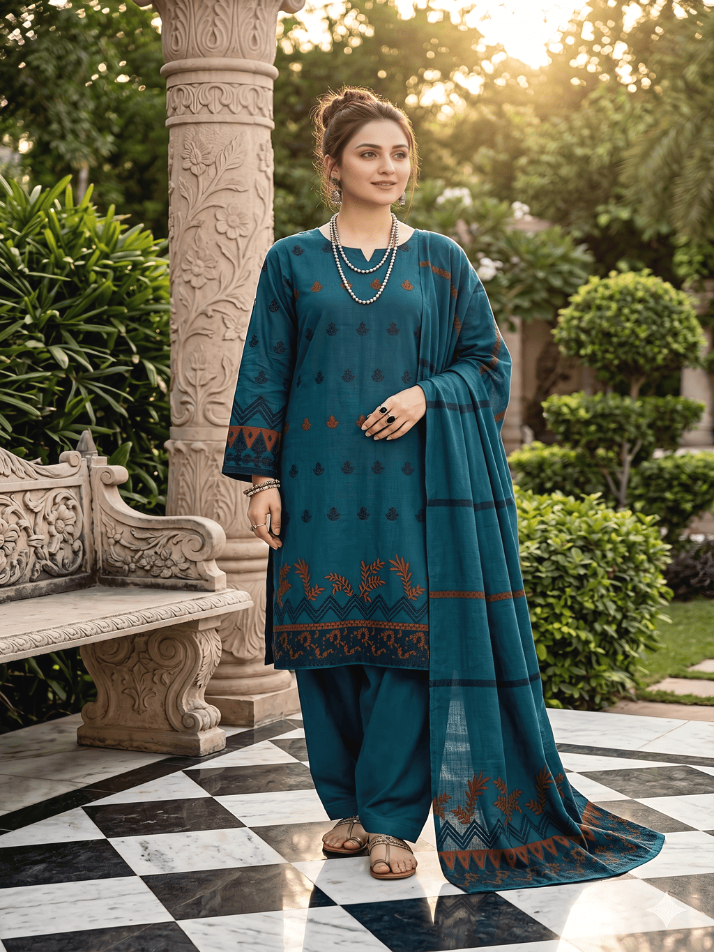 Jacquard Brosha Lawn 3 Piece Suit Unstitched