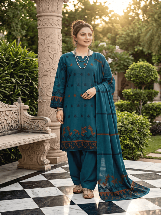 Jacquard Brosha Lawn 3 Piece Suit Unstitched