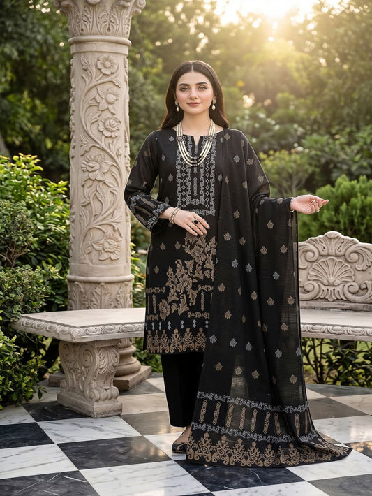 Jacquard Brosha Lawn 3 Piece Suit Unstitched
