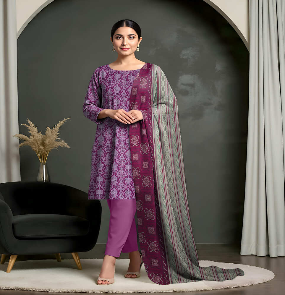 Unstitched Printed Lawn 3 Piece