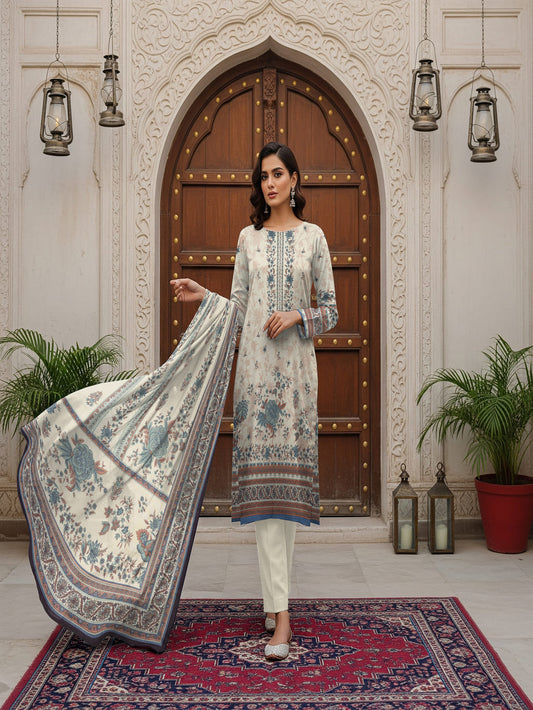 Unstitched Printed Lawn 3 Piece