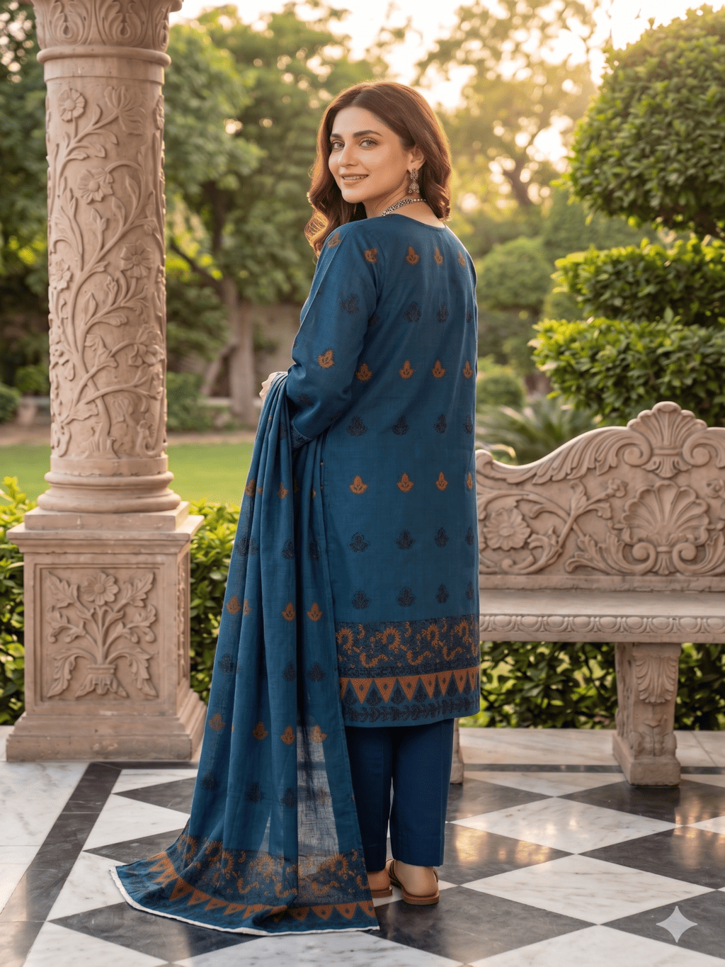 Jacquard Brosha Lawn 3 Piece Suit Unstitched