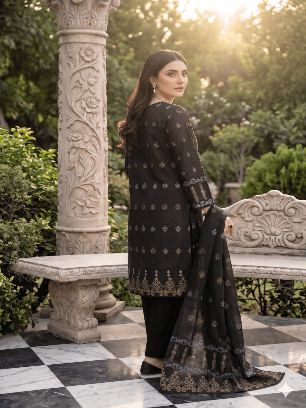 Jacquard Brosha Lawn 3 Piece Suit Unstitched