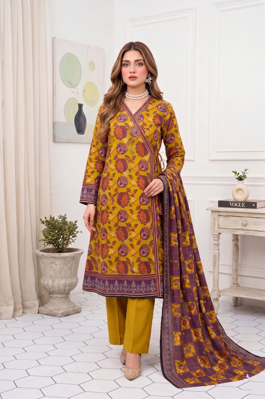 Unstitched Printed Lawn 3 Piece