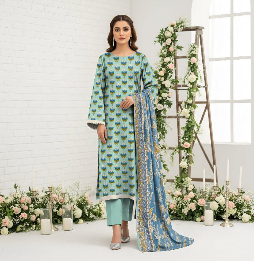 Unstitched Printed Lawn 3 Piece