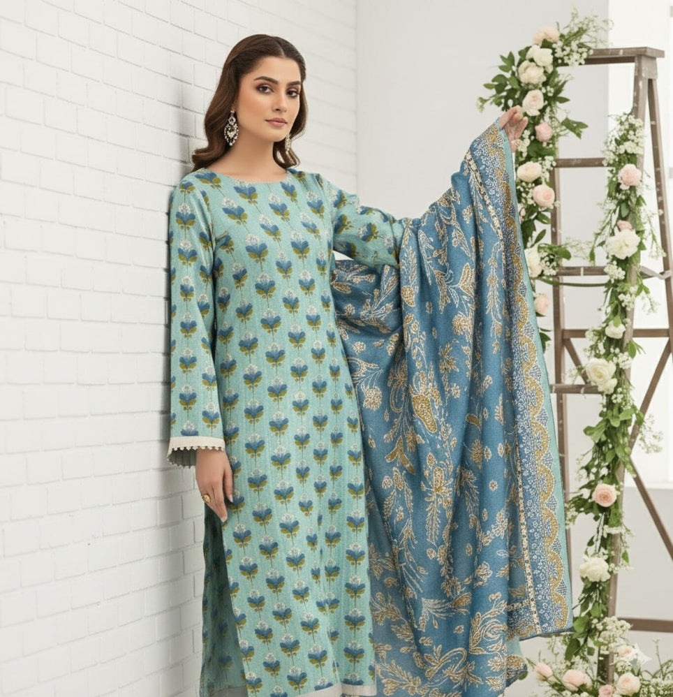 Unstitched Printed Lawn 3 Piece