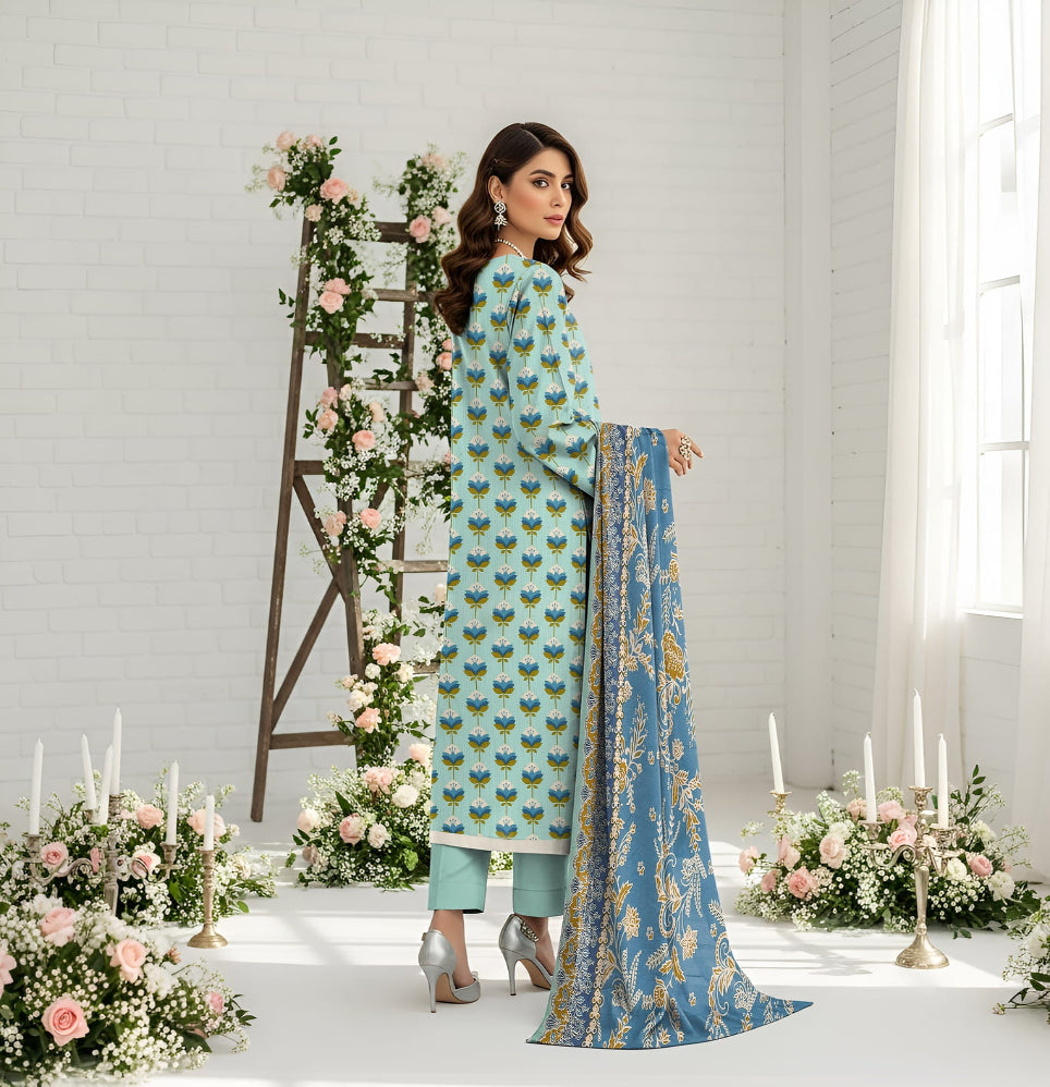 Unstitched Printed Lawn 3 Piece