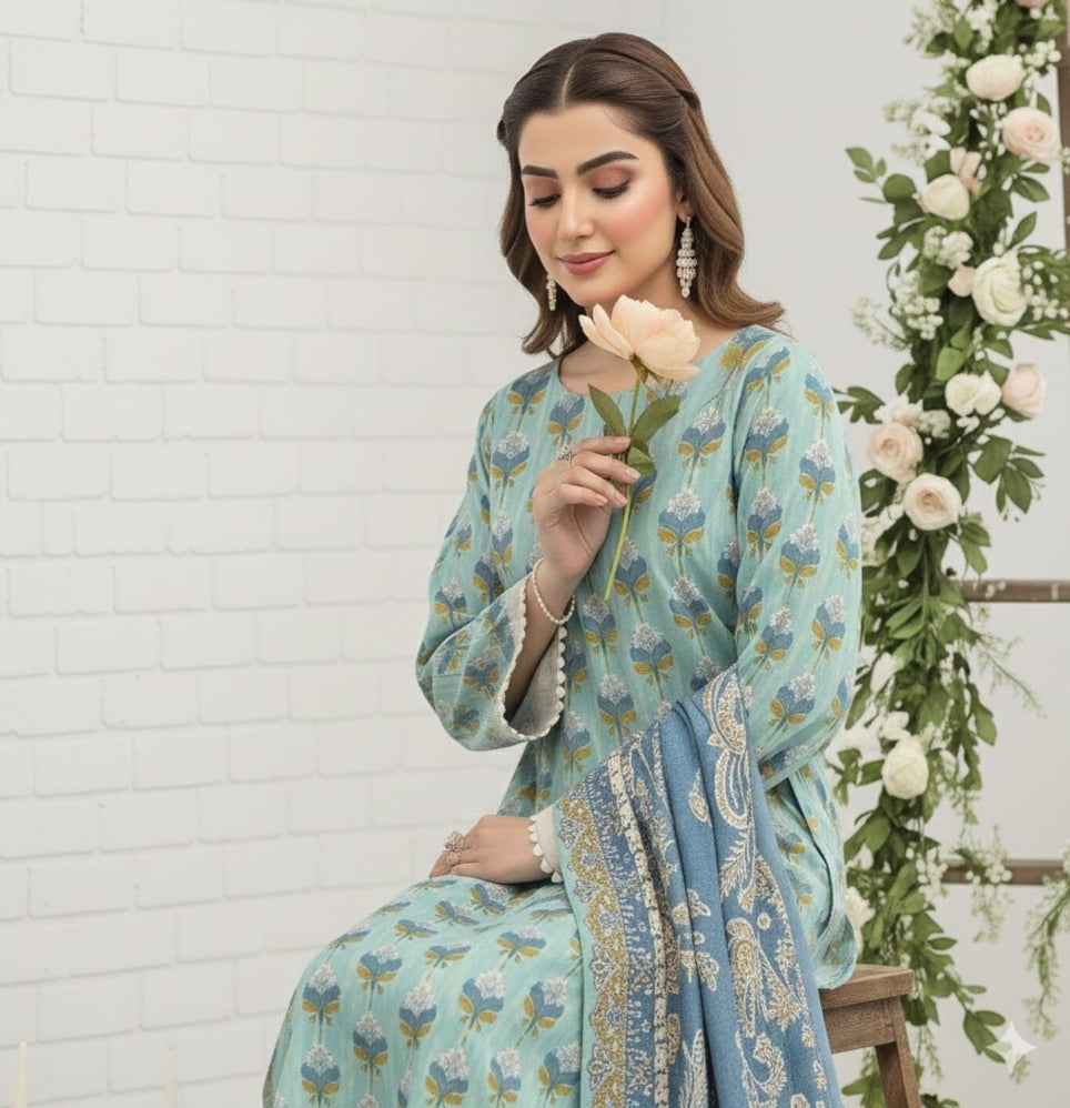 Unstitched Printed Lawn 3 Piece