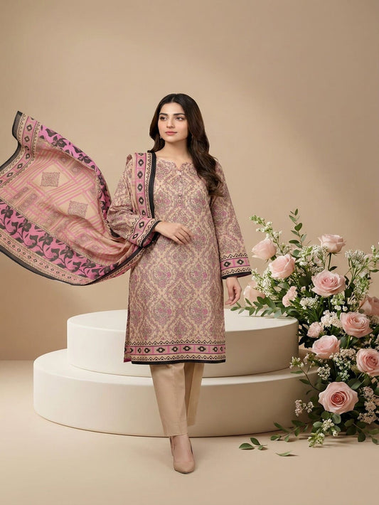 Unstitched Printed Lawn 3 Piece