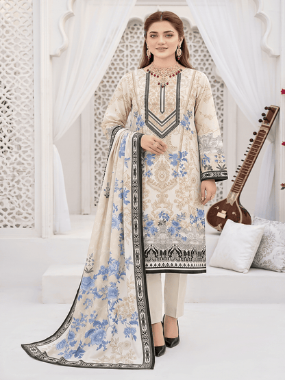 Unstitched Printed Lawn 3 Piece Suit
