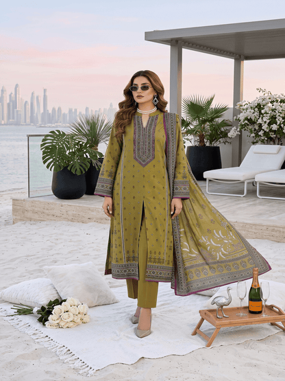 Unstitched Printed Lawn 3 Piece Suit