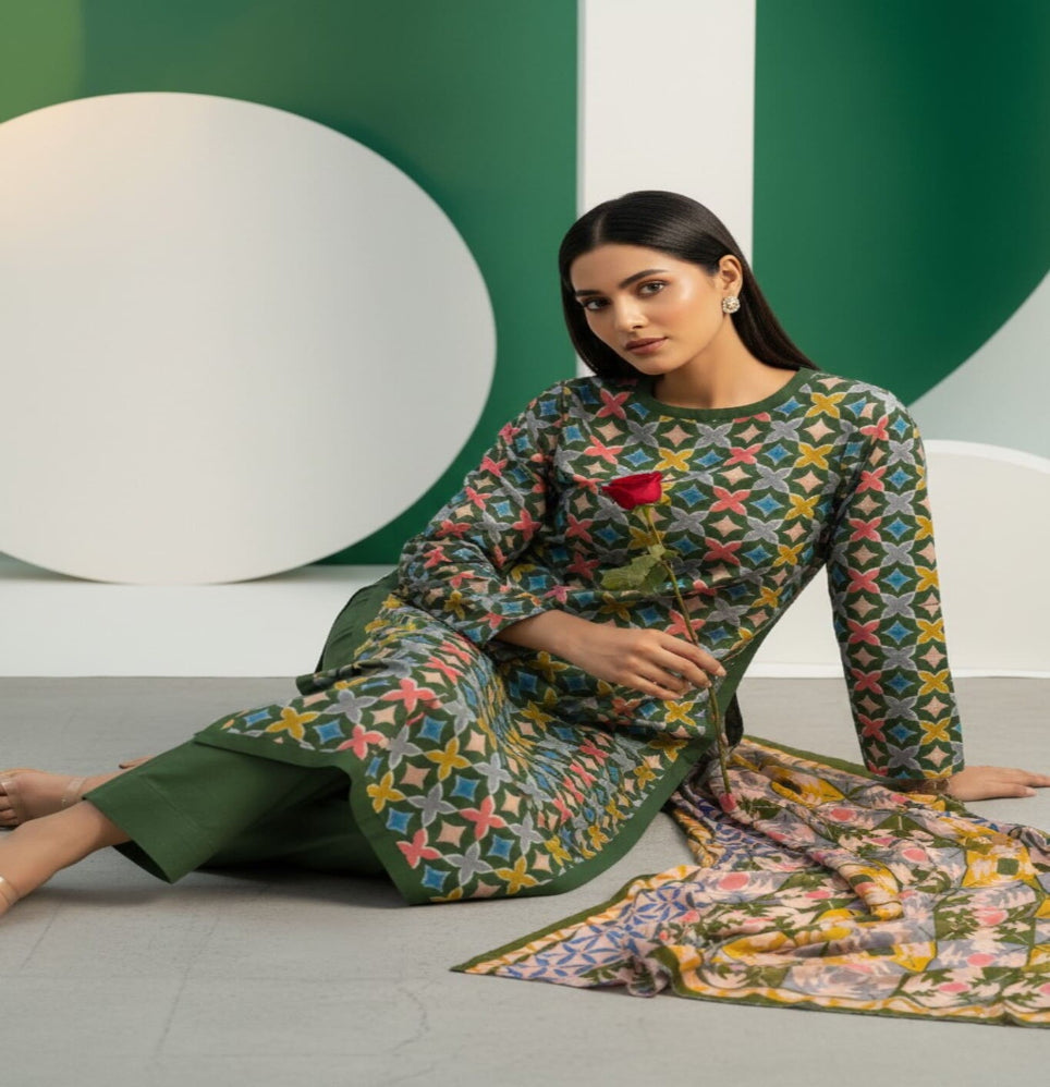 Unstitched Printed Lawn 3 Piece