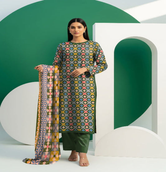 Unstitched Printed Lawn 3 Piece